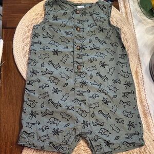 Carter's Green Animal Print Romper. Used - like new condition